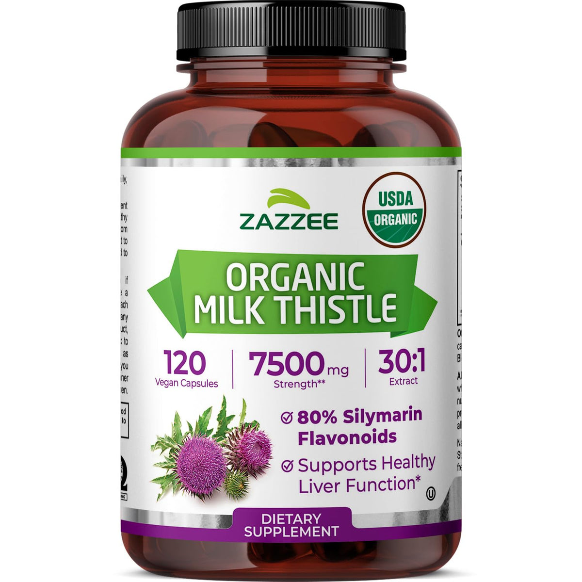Organic Milk Thistle 30:1 Extract 120 Capsules Q4212