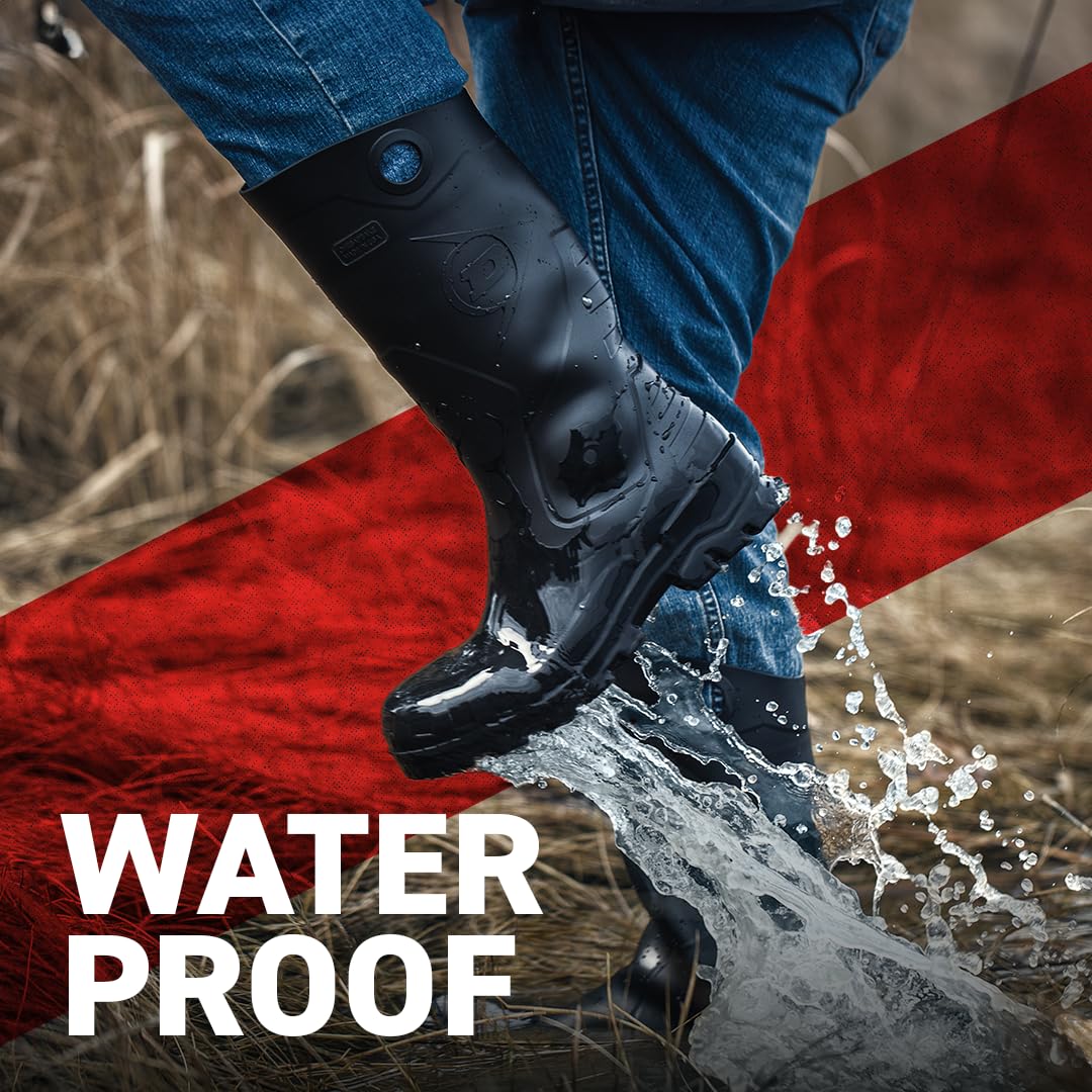 Black PVC Waterproof Steel Toe Rubber Boots B61659