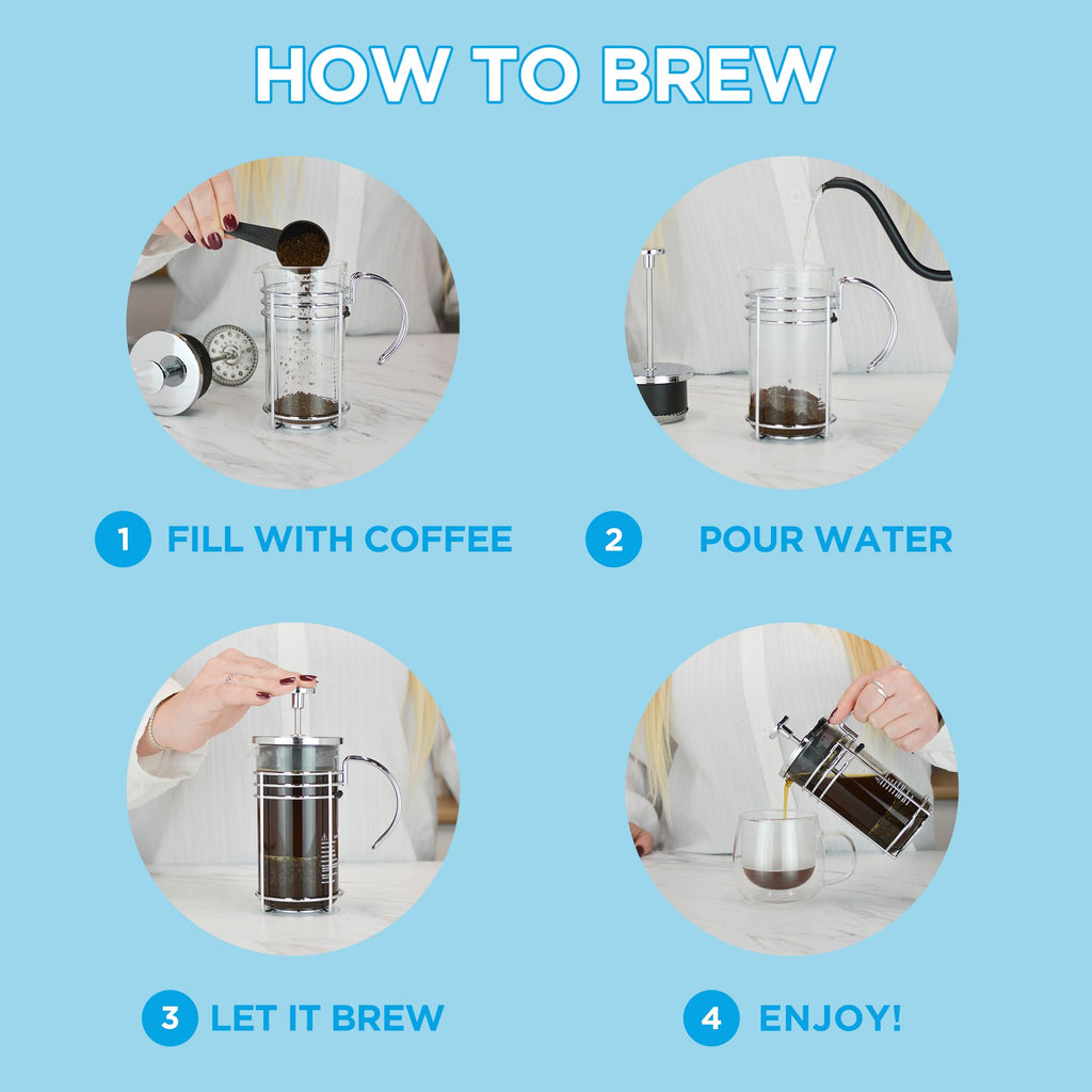 Glass French Press Coffee and Tea Maker, 11.8 oz Y133