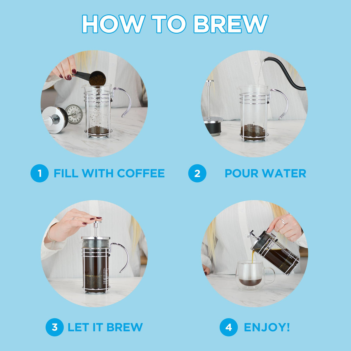 Glass French Press Coffee and Tea Maker, 11.8 oz Y133