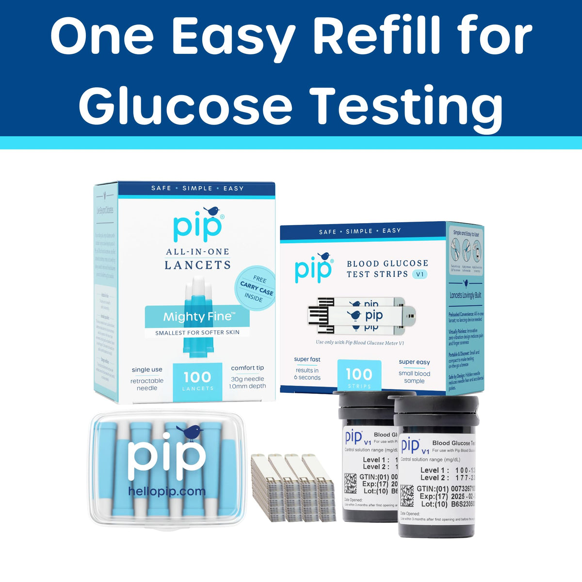 Blood Glucose Test Strips and Lancets 100 Count 30G 1.0mm E76100