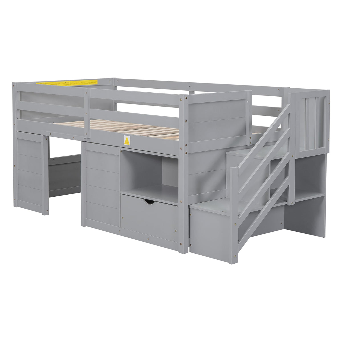 Twin Size Wood Loft Bed with Storage V6335