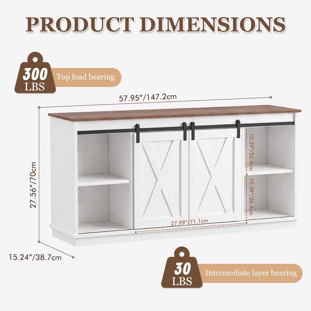 White TV Stand with Storage Y7300