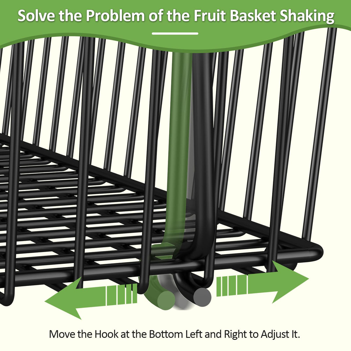 Black 3 Tier Metal Fruit Basket with Wooden Handle K584