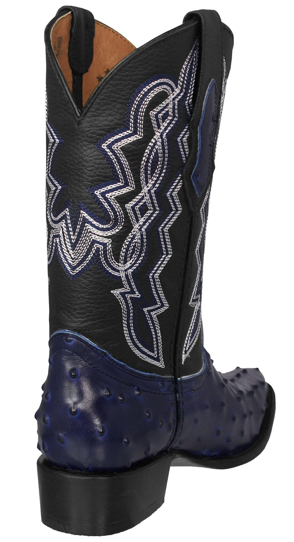 Blue Ostrich Quill Print Leather Western Cowboy Boots T2069