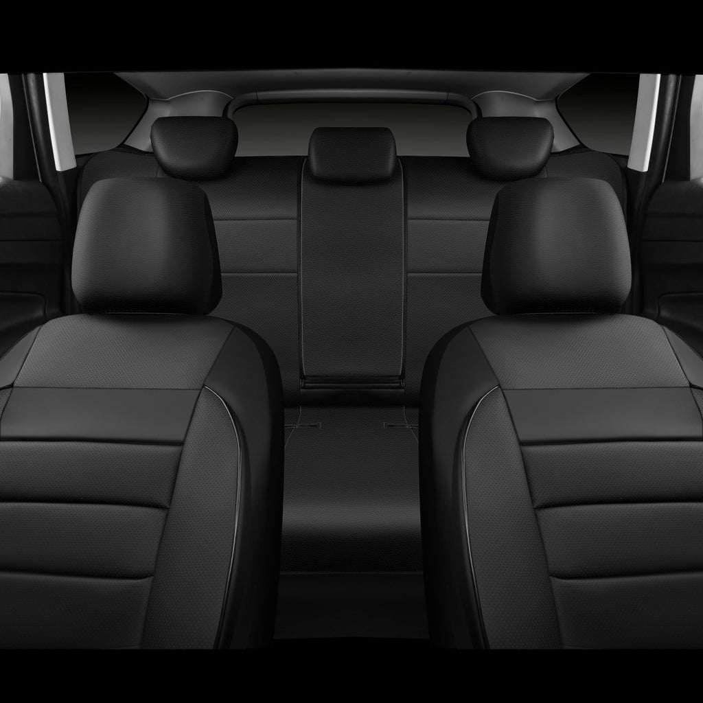 Leather Seat Covers Full Set Water Resistant 3D Foam Back Support 5 Seat Covers E2395