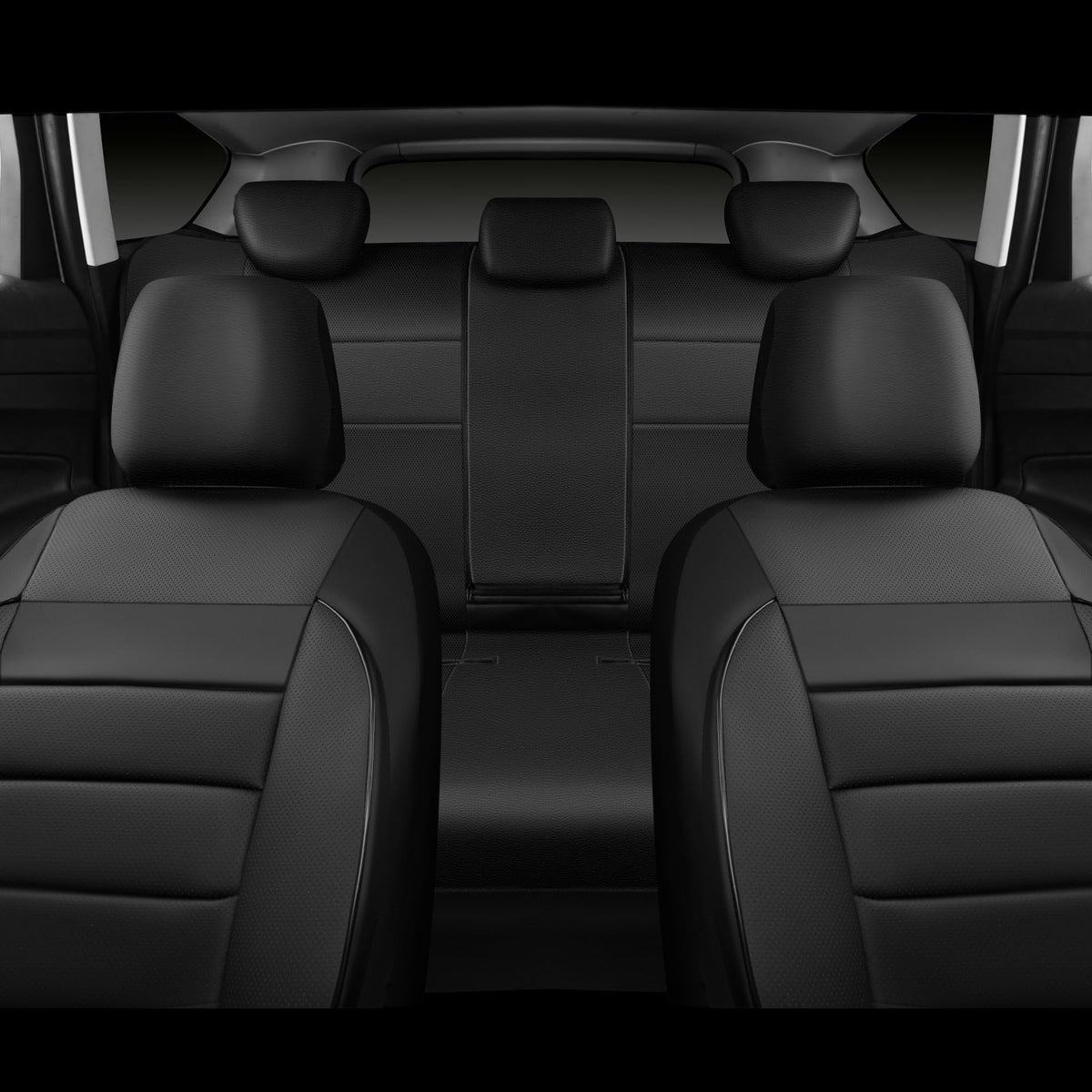 Leather Seat Covers Full Set Water Resistant 3D Foam Back Support 5 Seat Covers E2395