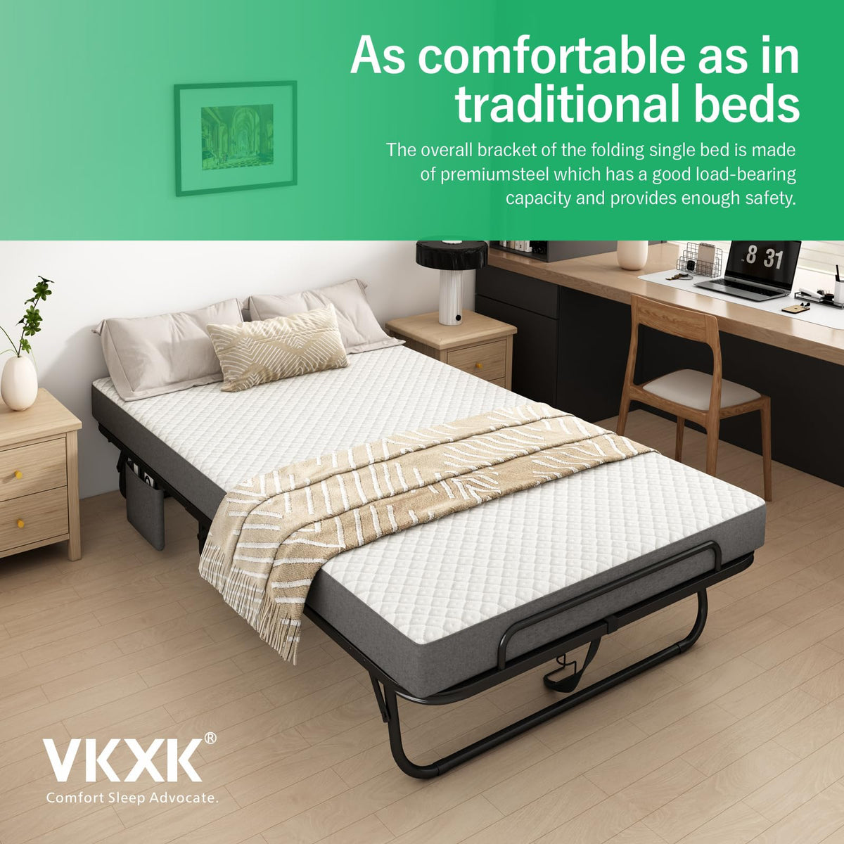 Folding Twin XL Size Bed with Memory Foam Mattress R41701