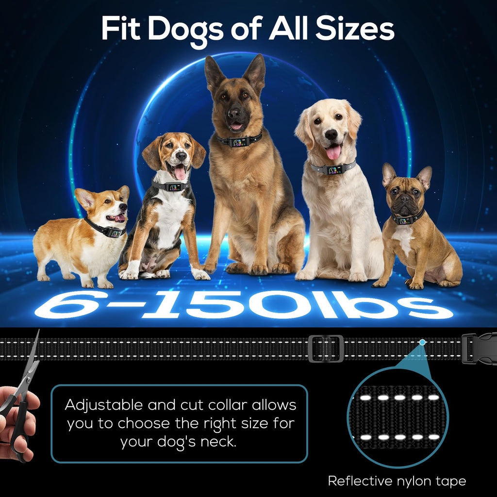 2 Pack Adjustable Bark Collar with Beep Vibration Shock T968