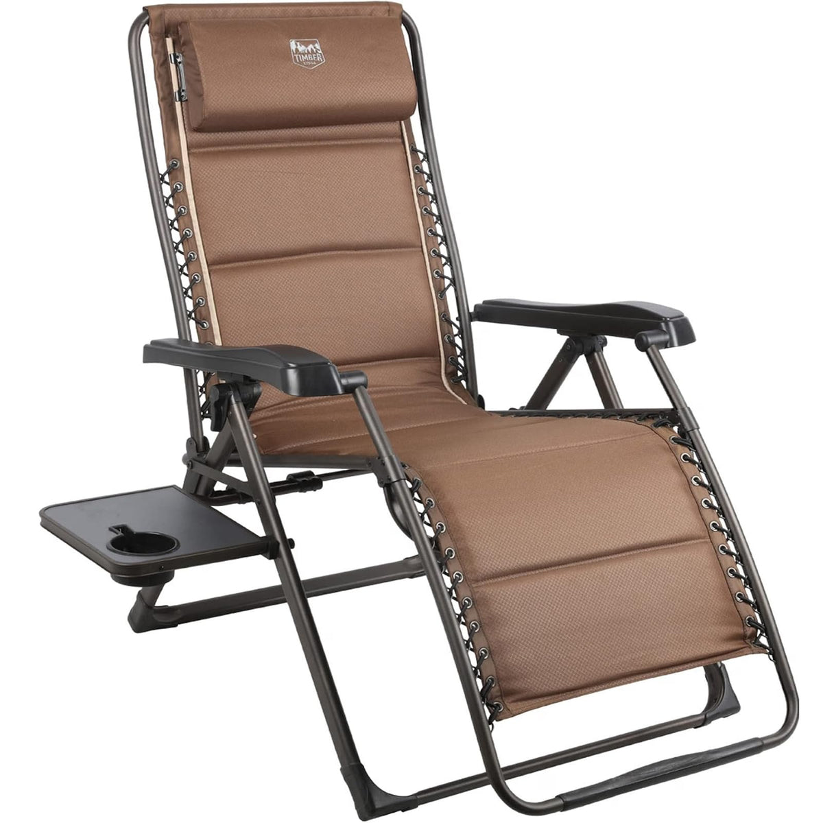Brown Zero Gravity Folding Recliner Chair with Cup Holder M213