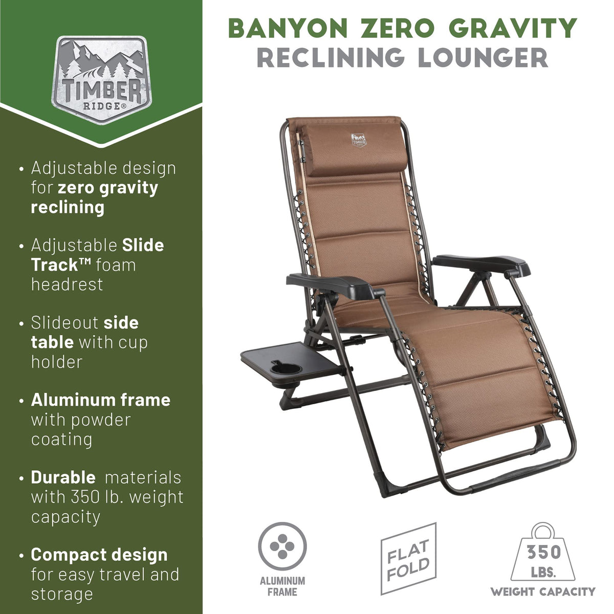 Brown Zero Gravity Folding Recliner Chair with Cup Holder M213