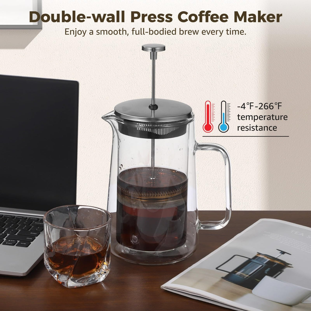 33.8 Oz Insulated Double Wall Tea Maker with Fine Mesh Filter K22003