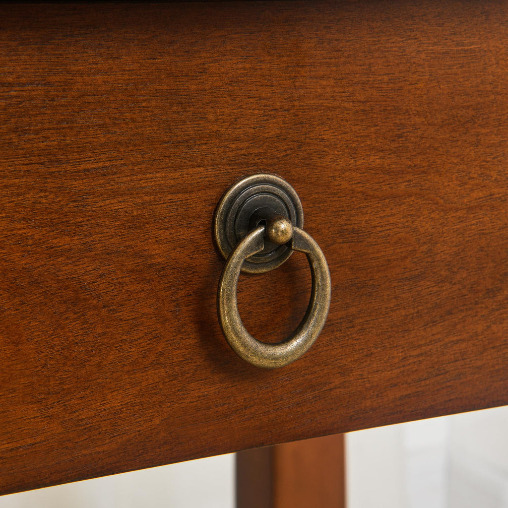 Small Solid Wood Side End Table with Drawer and Storage Shelf B350