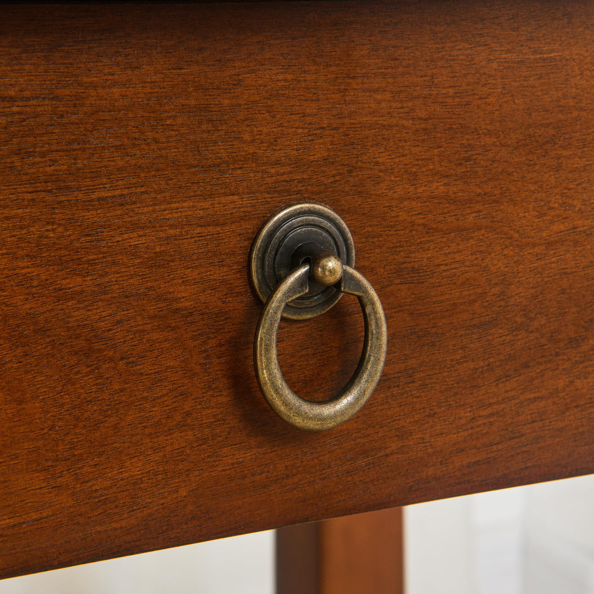 Small Solid Wood Side End Table with Drawer and Storage Shelf B350