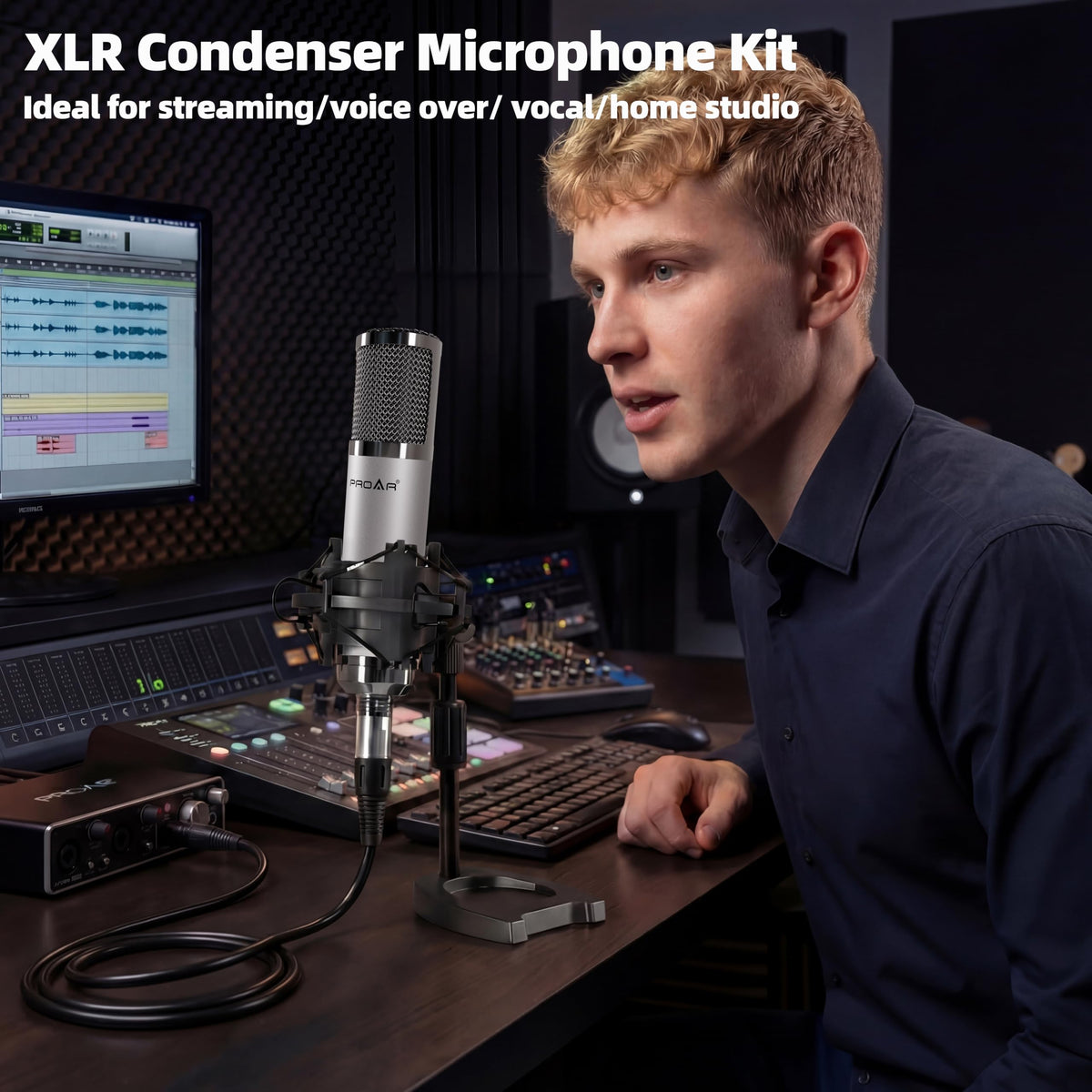 XLR Condenser Microphone with Desktop Stand T1073
