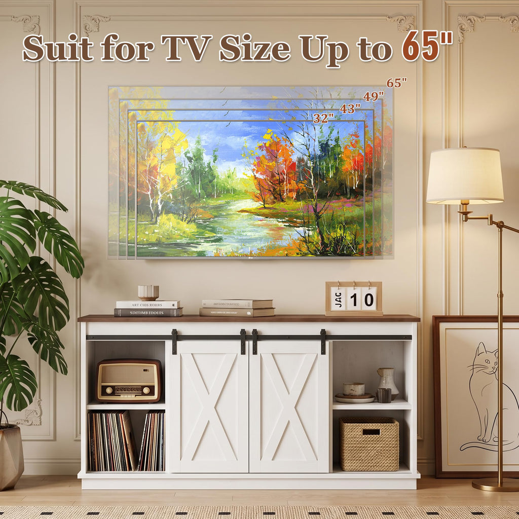 White TV Stand with Storage Y7300