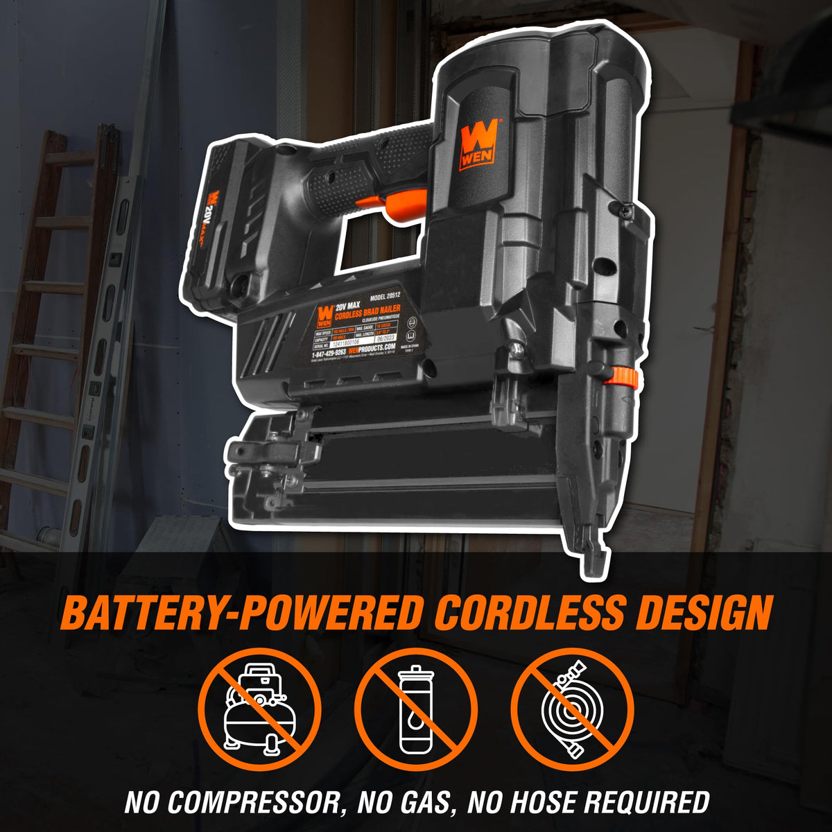 20V Max Cordless 18-Gauge Brad Nailer with Battery and Charger R582927