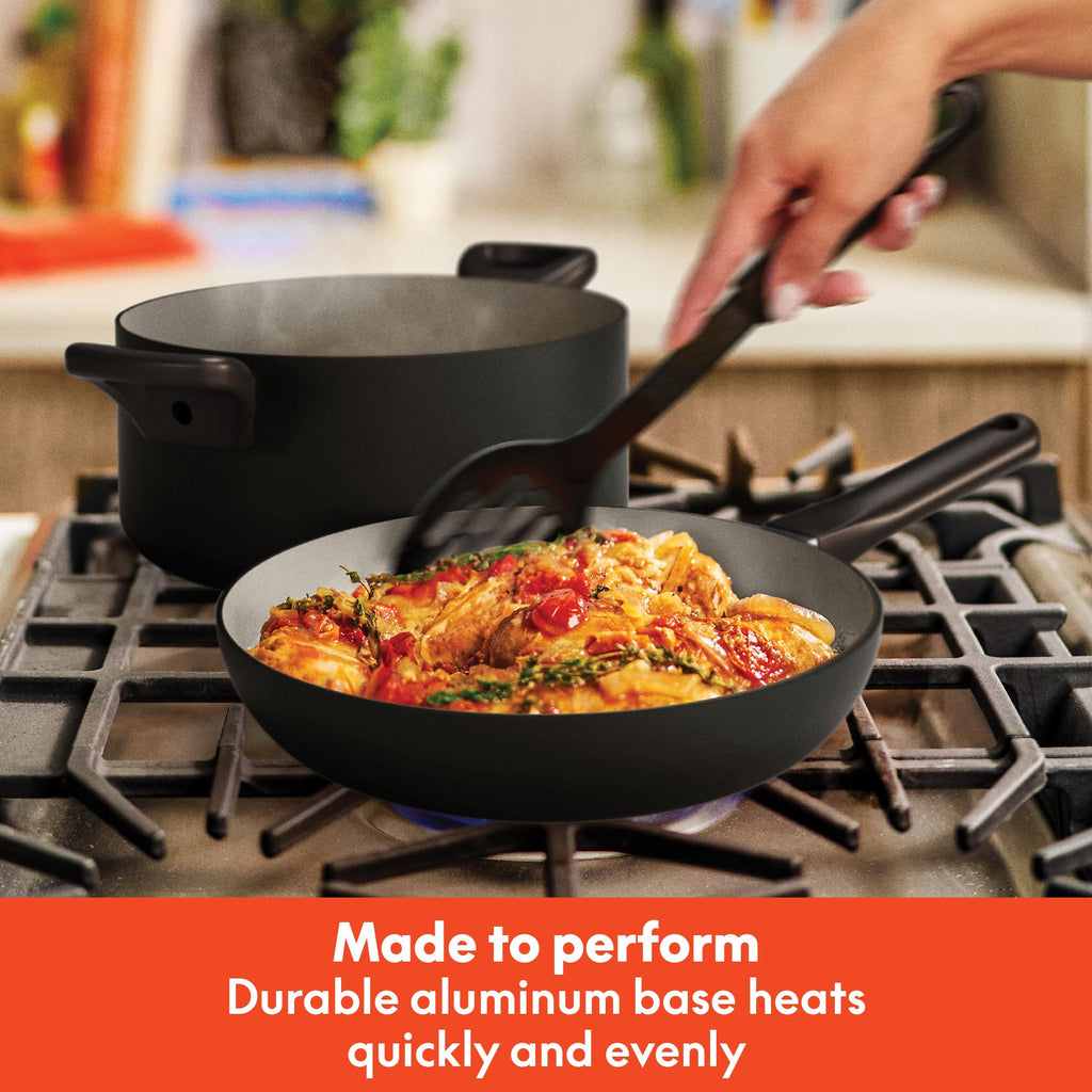 12 Piece Ceramic Nonstick Cookware Set Black I594