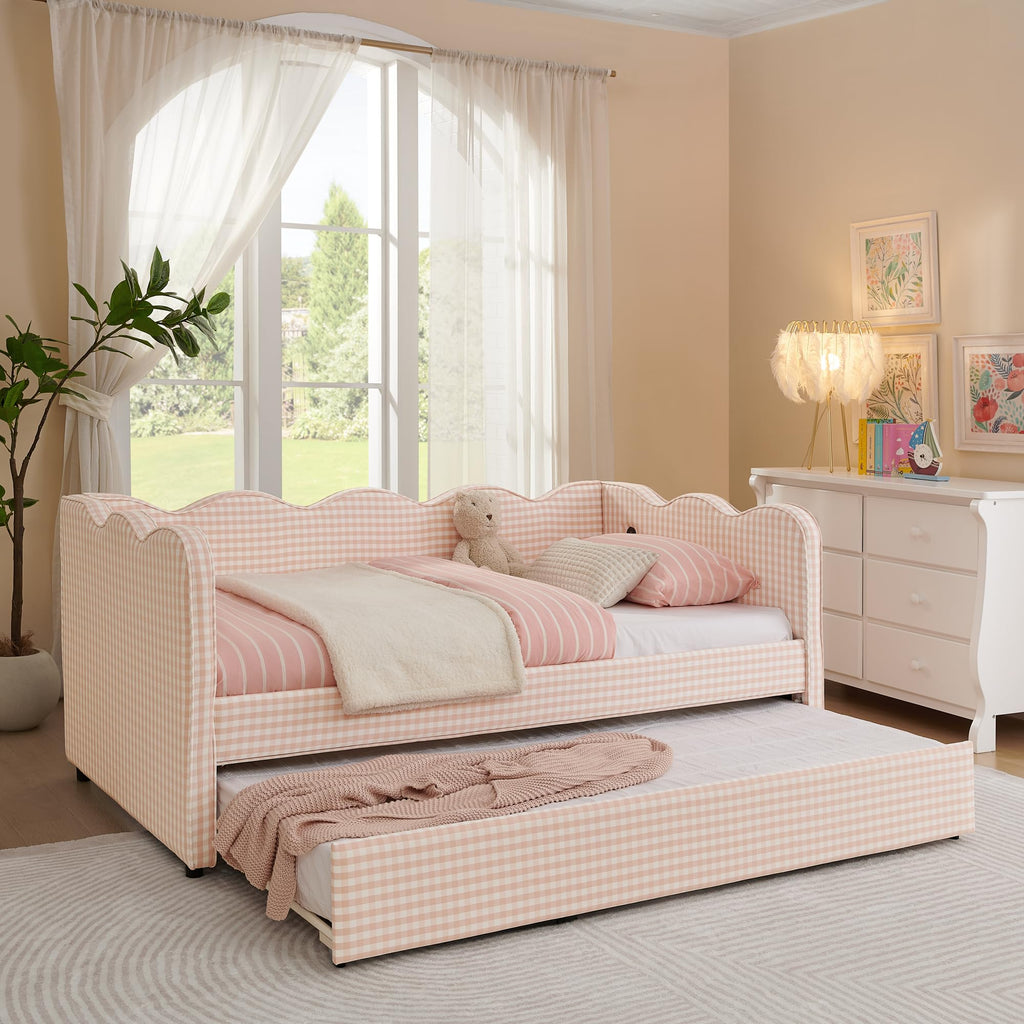 Pink Linen Upholstered Daybed Y2544