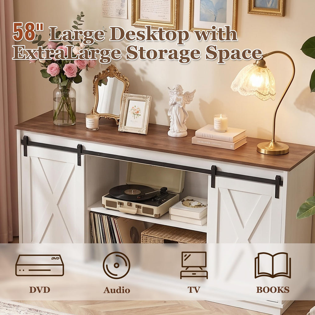White TV Stand with Storage Y7300