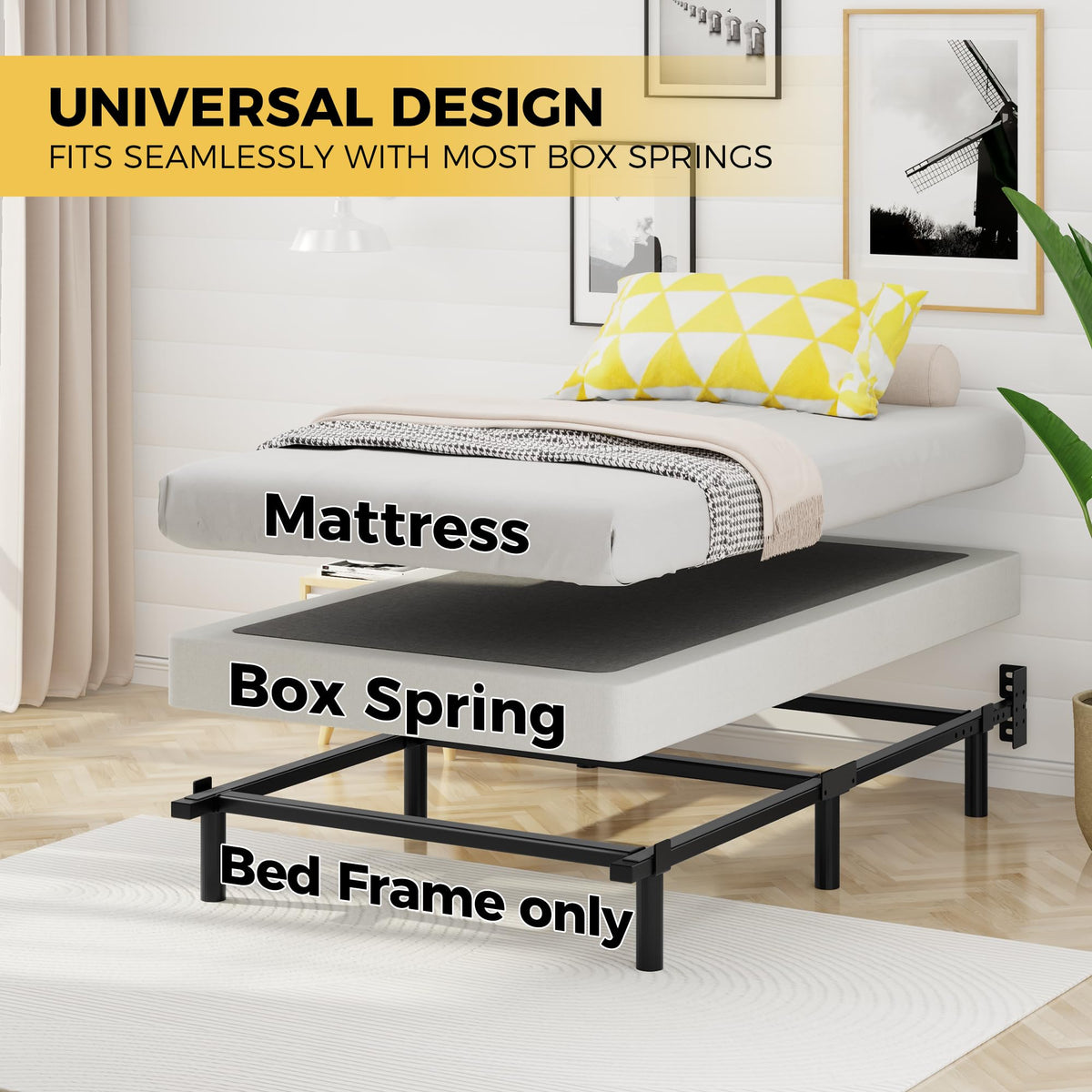 7 Inch Heavy Duty Metal Twin Bed Frame W399