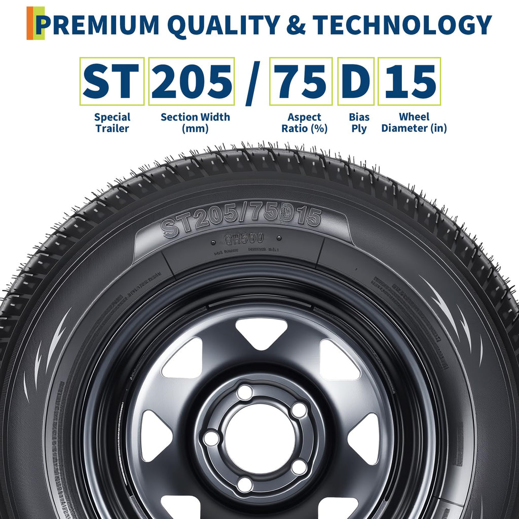 2-Pack ST205/75D15 Trailer Tires and 15" Rims I95755