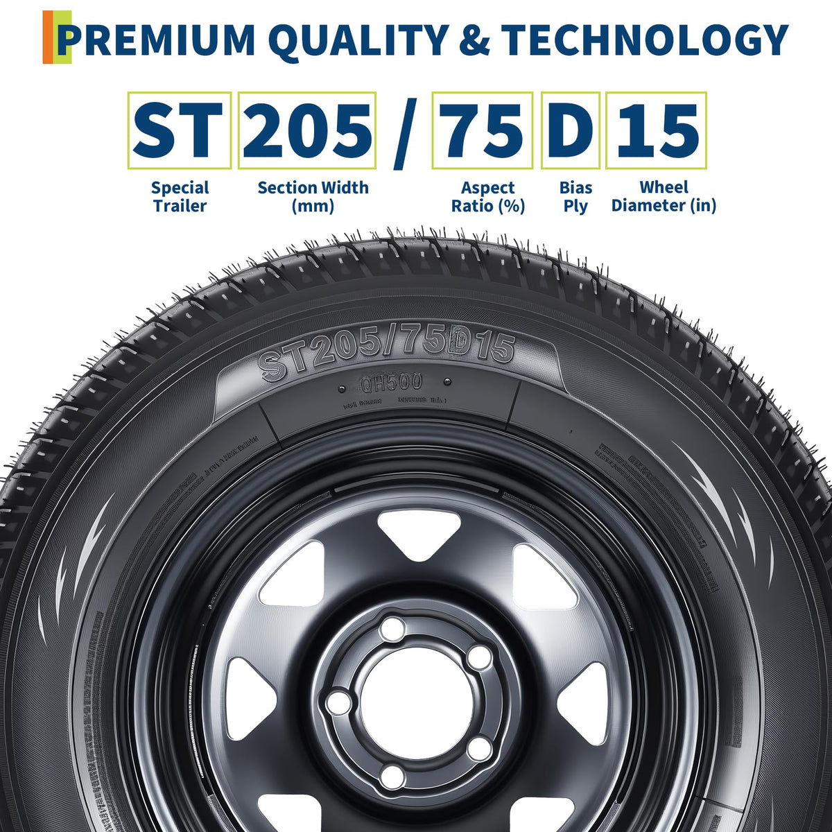 2-Pack ST205/75D15 Trailer Tires and 15" Rims I95755