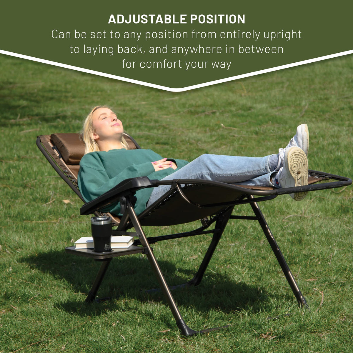 Brown Zero Gravity Folding Recliner Chair with Cup Holder M213