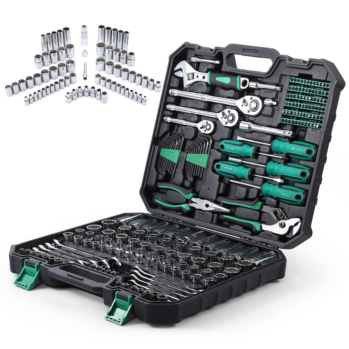 213 Piece SAE and Metric Mechanic Tool Set with Storage Case K46352