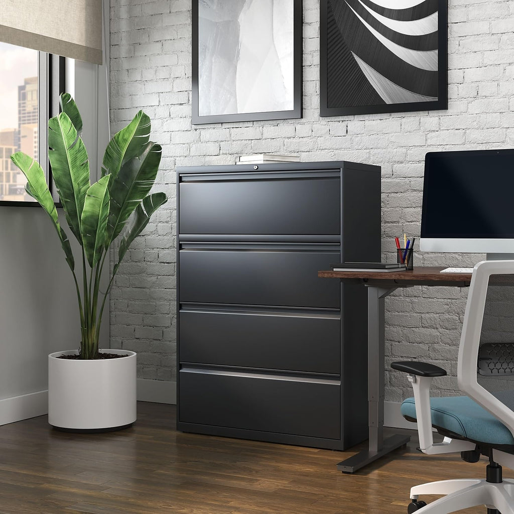 4 Drawer Black Lateral File Cabinet Q9407