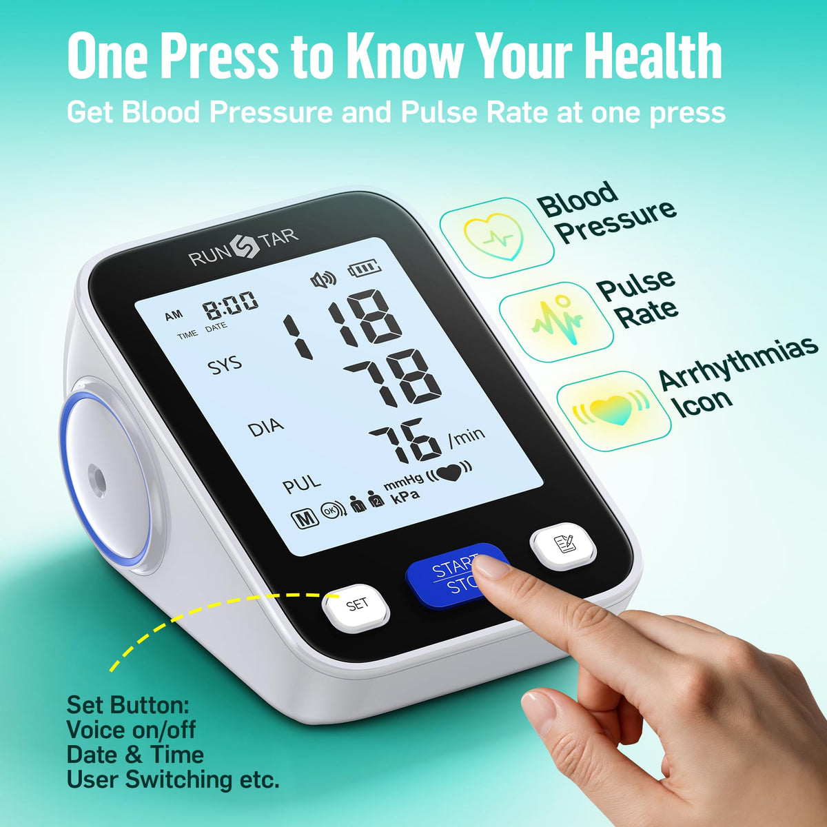 Upper Arm Blood Pressure Monitor with Wide Range Cuff P8065