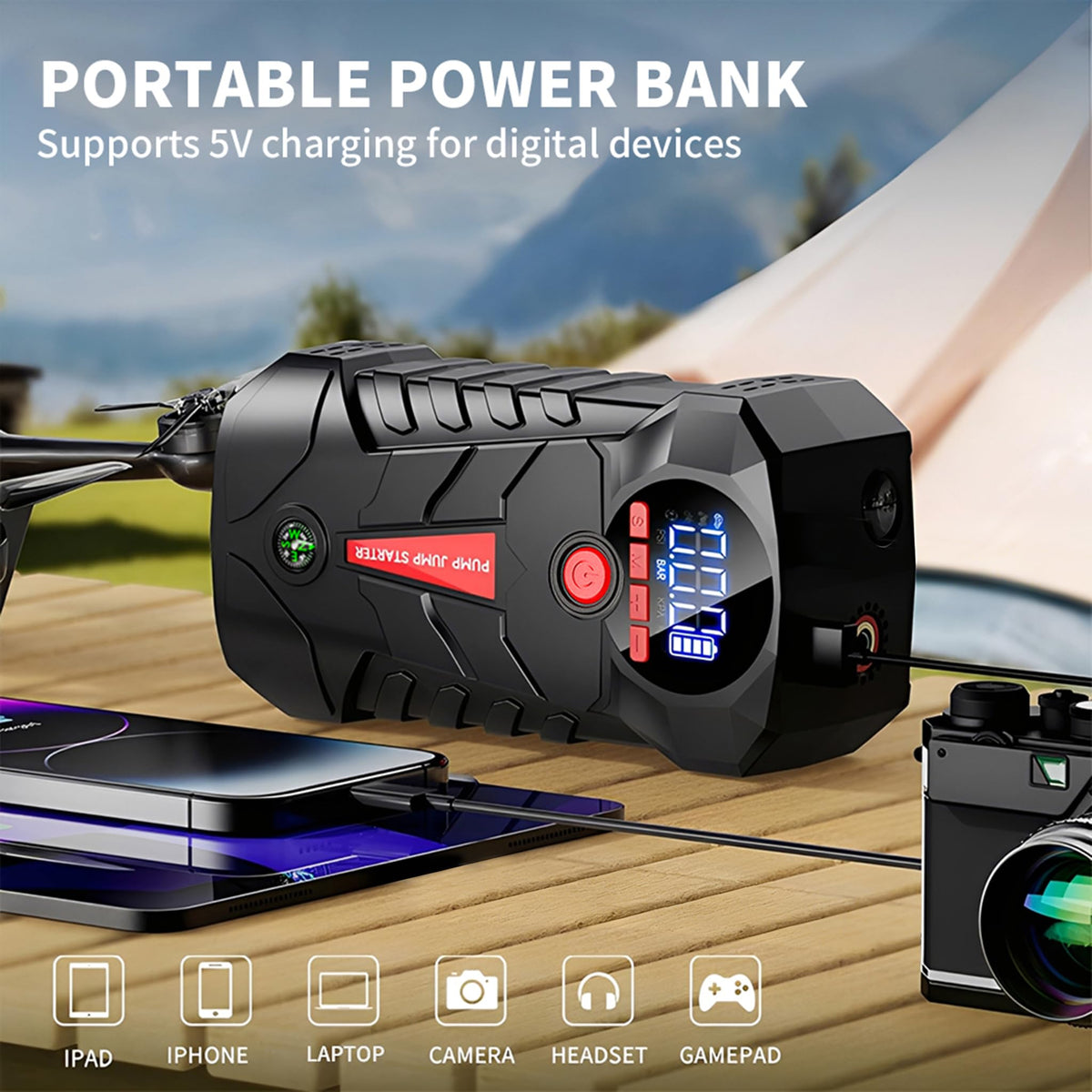 4-in-1 Car Battery Jump Starter with 150PSI Tire Inflator W668023
