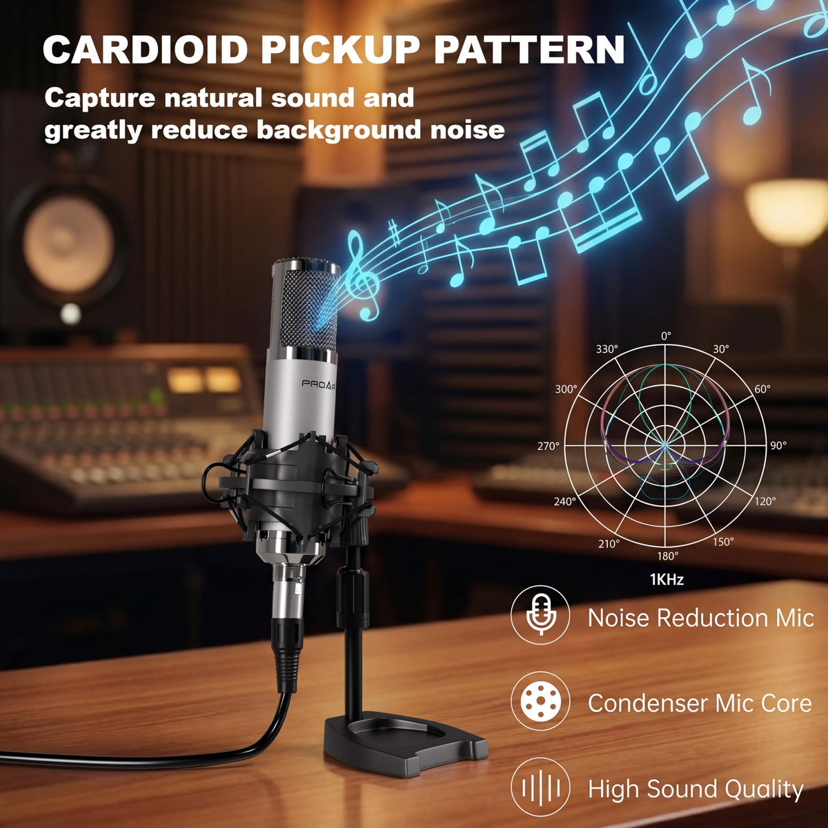 XLR Condenser Microphone with Desktop Stand T1073