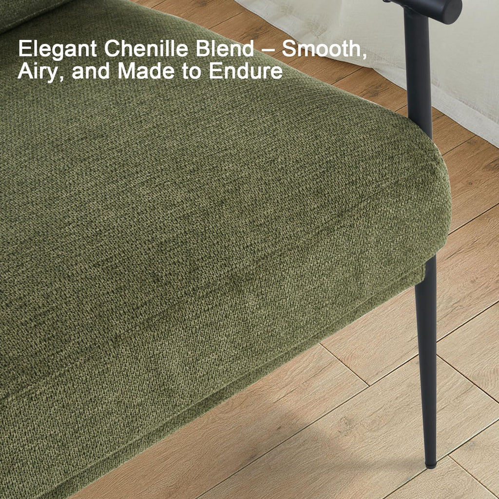 Green Chenille Accent Chair Set of 2 L9501