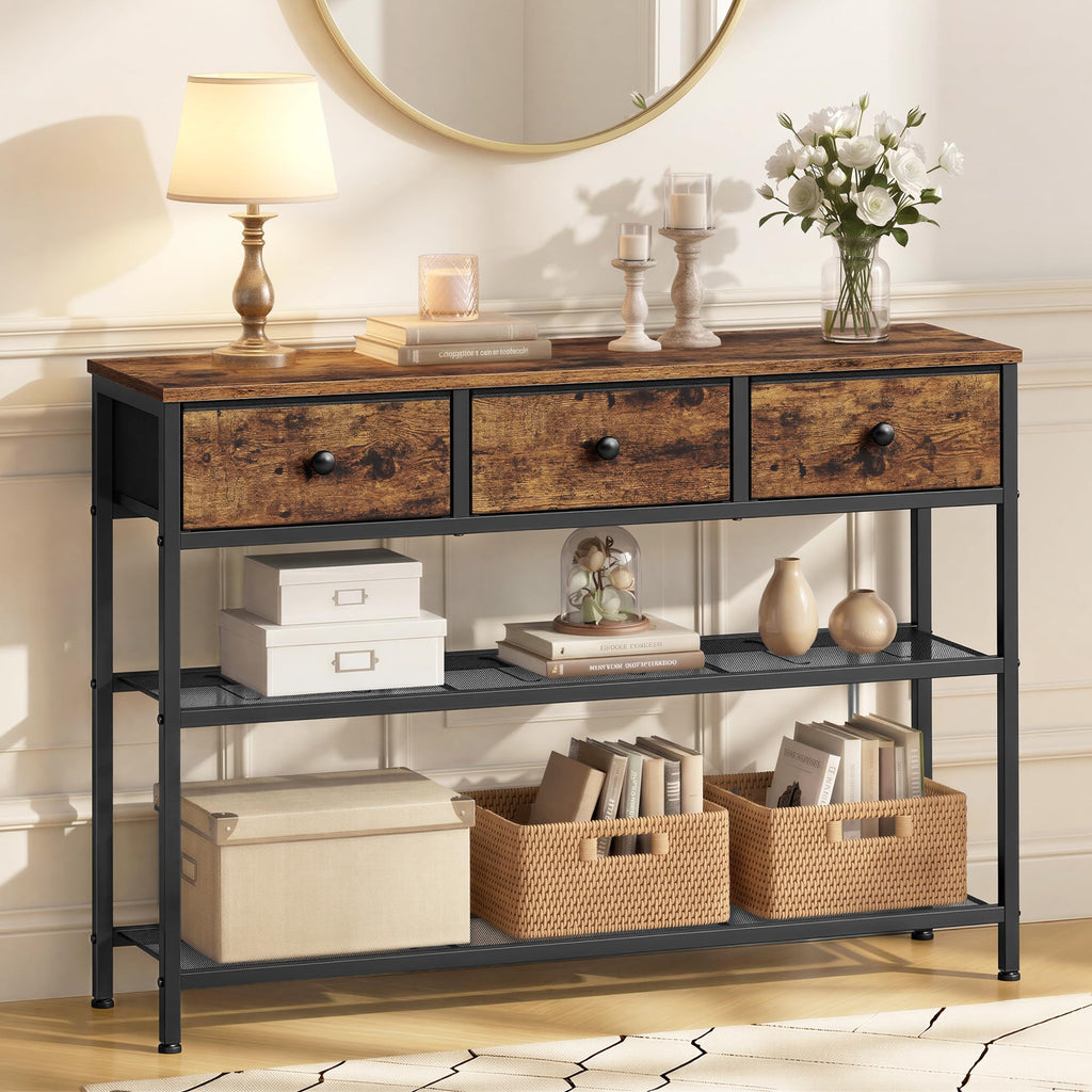 Console Table with 3 Fabric Drawers C621977