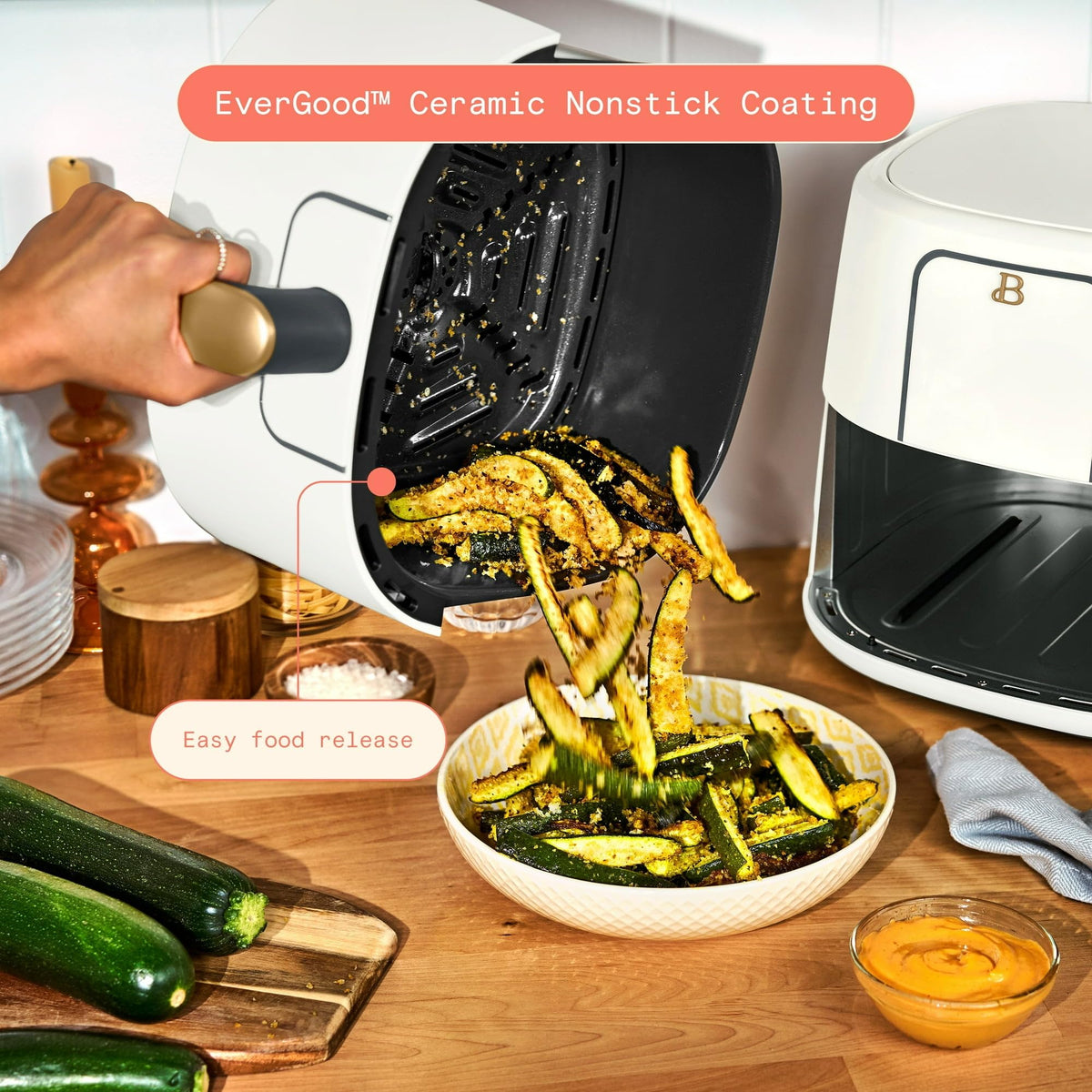 6 Quart Air Fryer with Touch-Activated Display, 4-in-1 Countertop Air Fryer 1750W, Nonstick Dishwasher Safe, White Icing J745