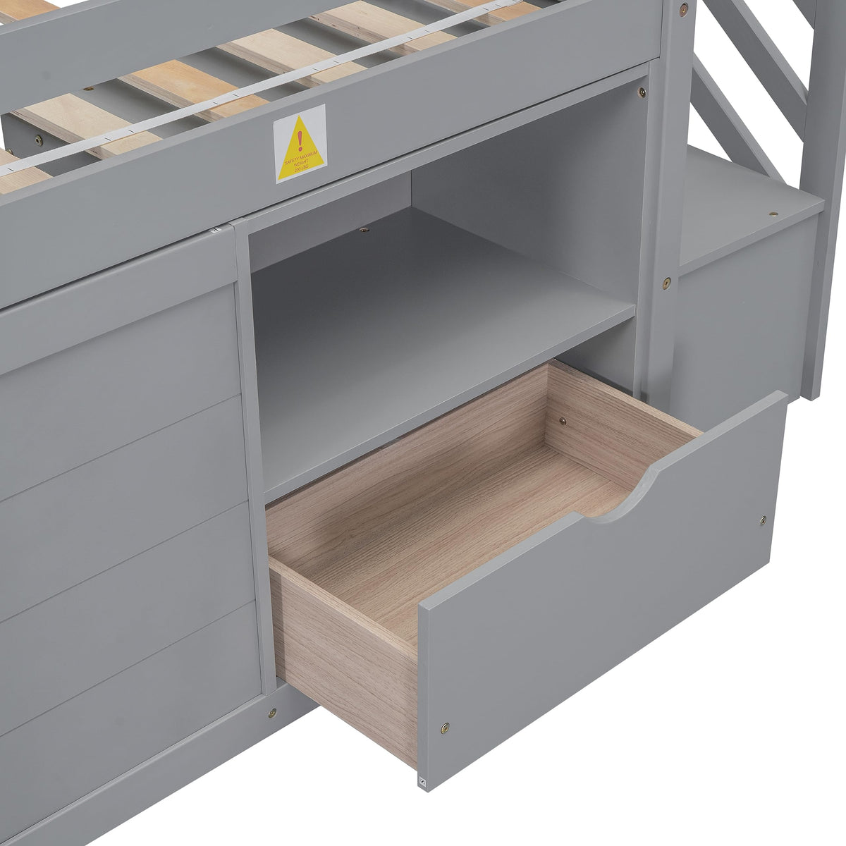 Twin Size Wood Loft Bed with Storage V6335