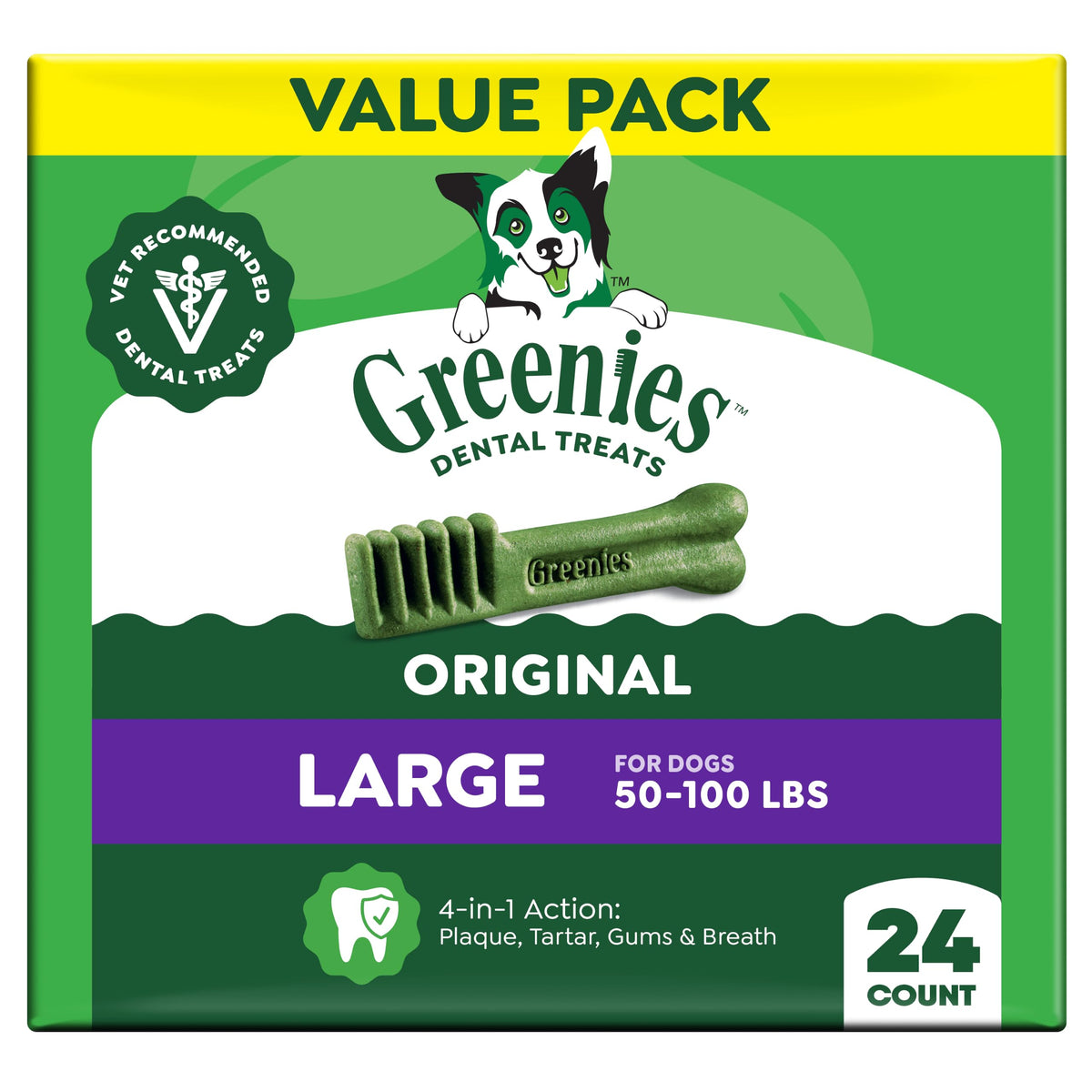 Large Natural Dental Dog Treats, 24 Count D934