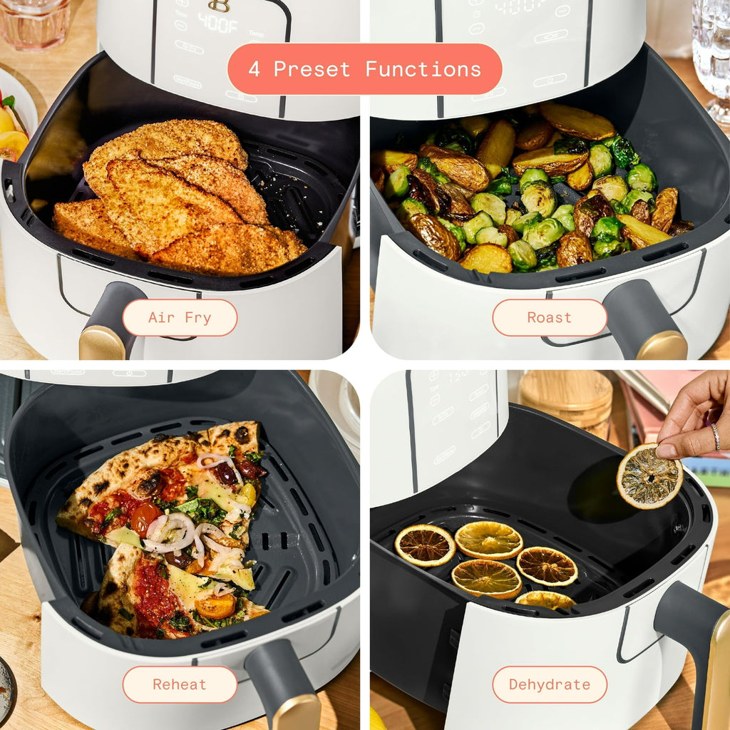 6 Quart Air Fryer with Touch-Activated Display, 4-in-1 Countertop Air Fryer 1750W, Nonstick Dishwasher Safe, White Icing J745