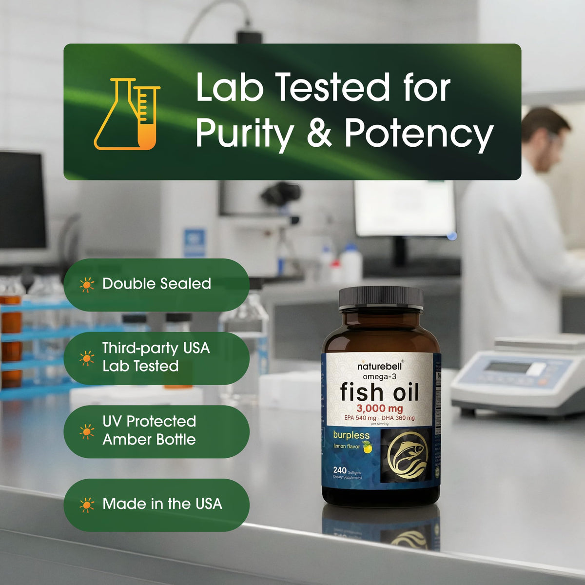 Omega-3 Fish Oil 3,000mg 240 Softgels F280