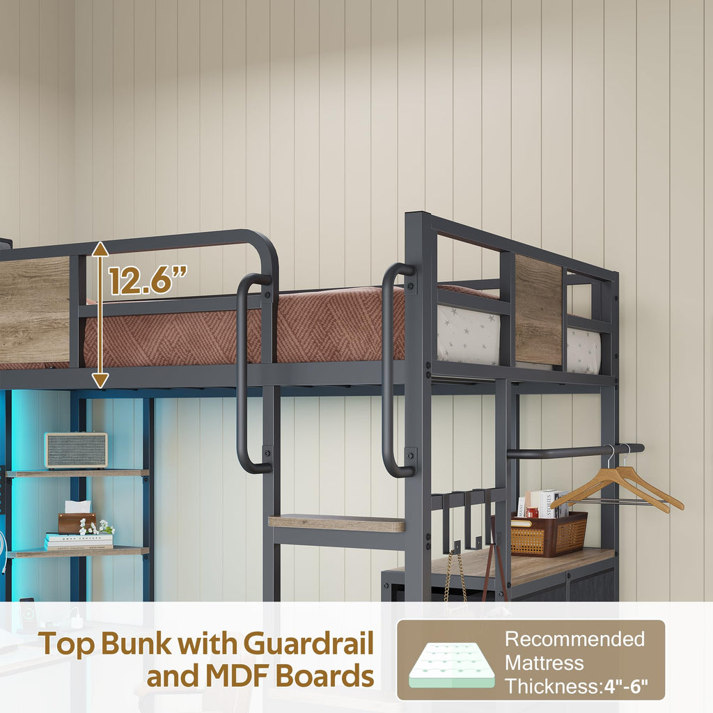 Twin Loft Bed with Desk and 6 Storage Drawers P948