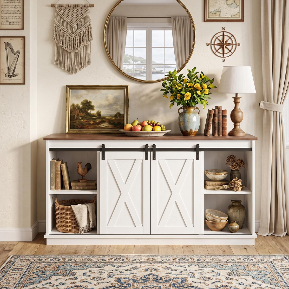 White TV Stand with Storage Y7300