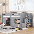 Twin Size Wood Loft Bed with Storage V6335