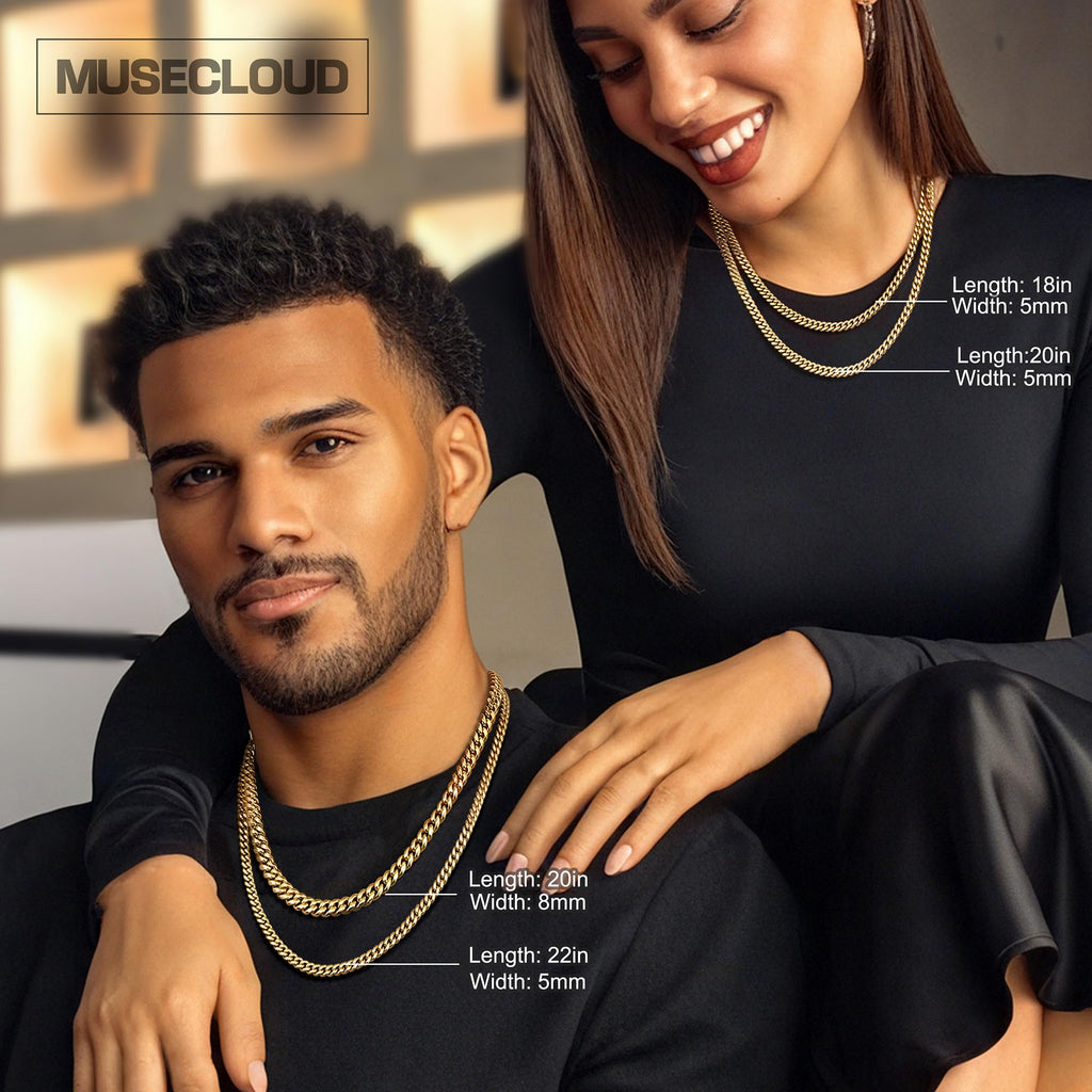 Gold Cuban Link Chain 5-14mm Stainless Steel C83953