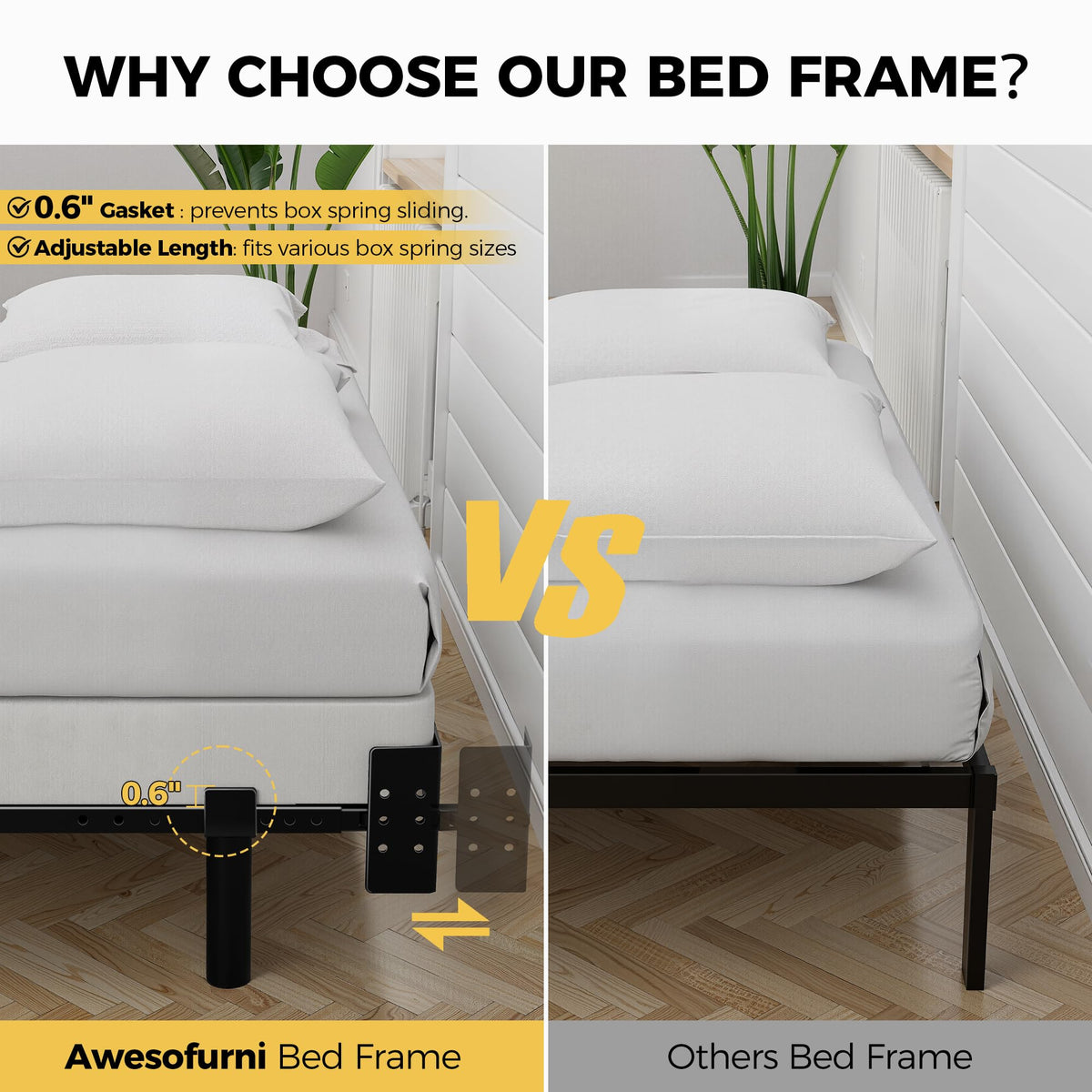 7 Inch Heavy Duty Metal Twin Bed Frame W399