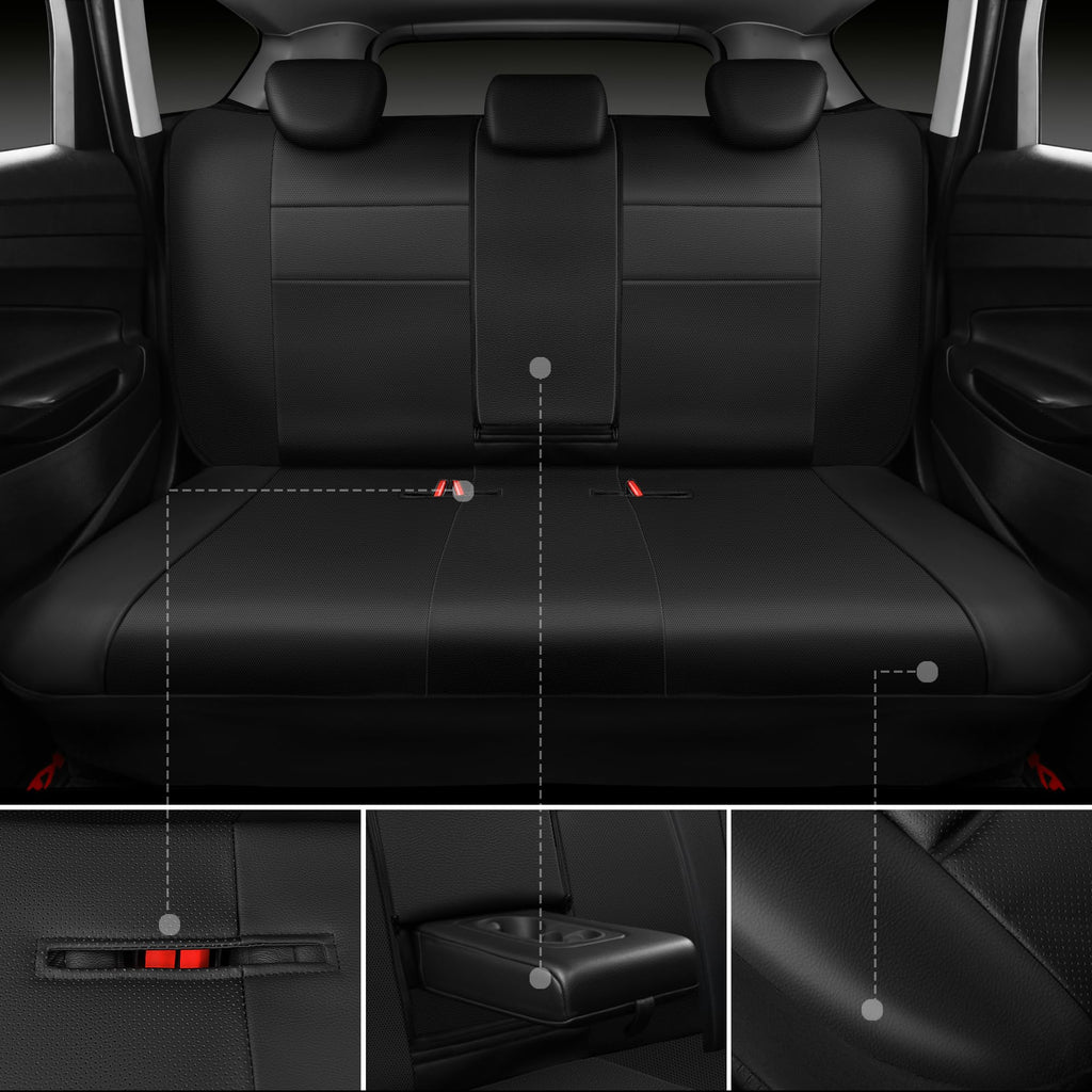 Leather Seat Covers Full Set Water Resistant 3D Foam Back Support 5 Seat Covers E2395