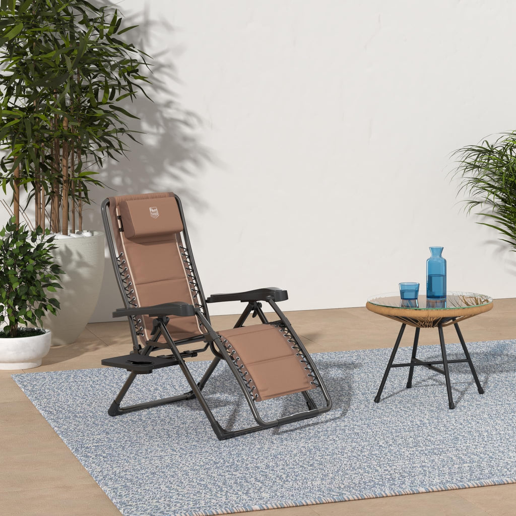 Brown Zero Gravity Folding Recliner Chair with Cup Holder M213
