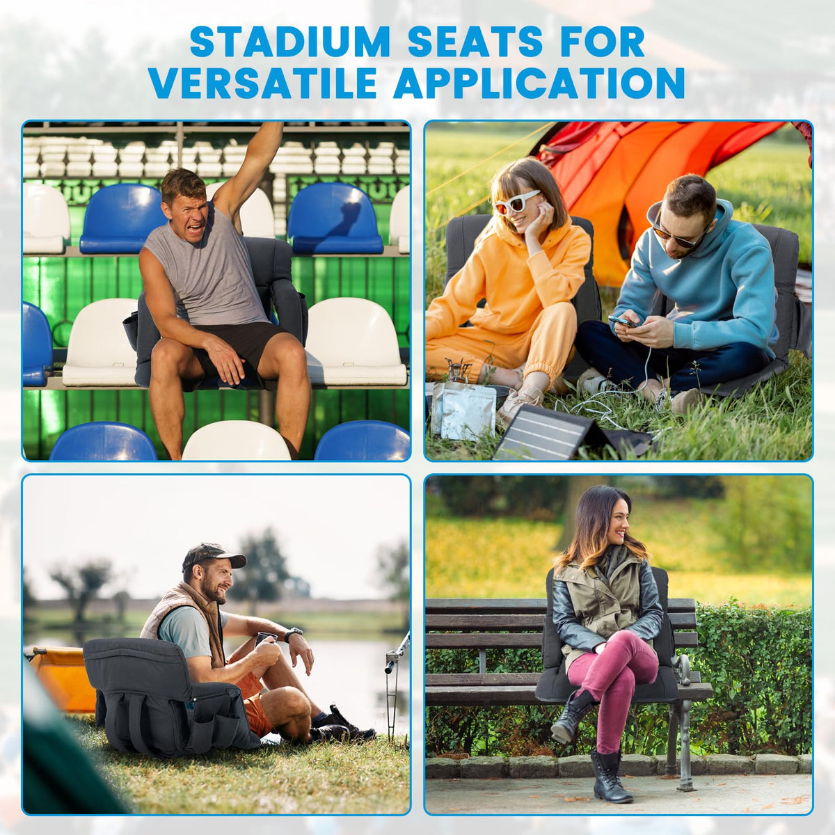 4.7" Extra Thick Stadium Seats for Bleachers with Back Support N9239