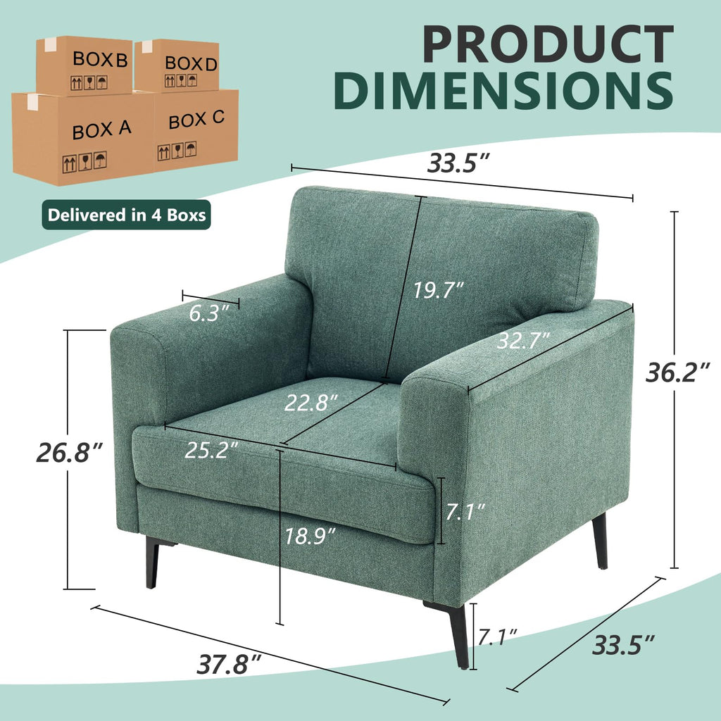 Oversized Linen Accent Chair 2PC G7817