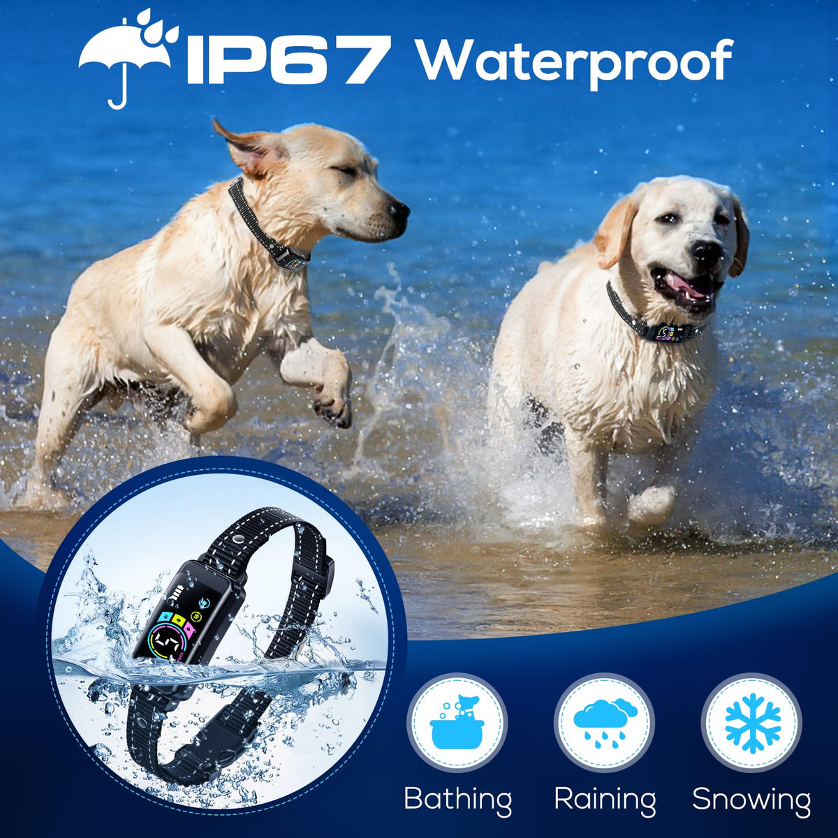 2 Pack Adjustable Bark Collar with Beep Vibration Shock T968